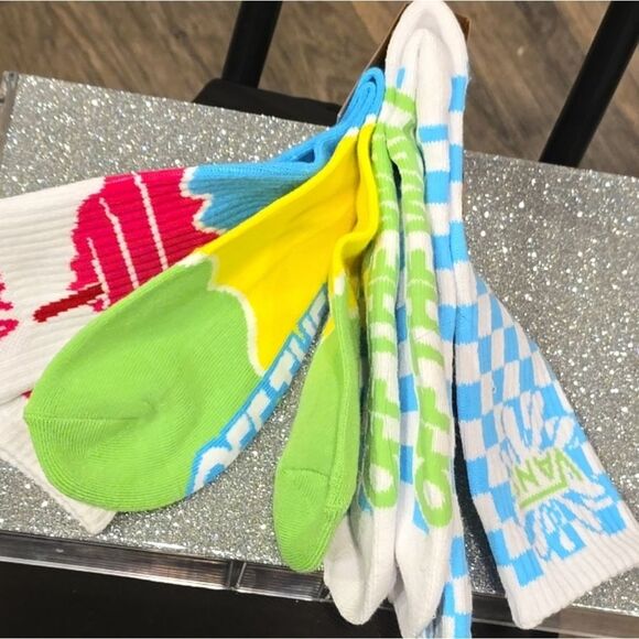 Vans Off The Wall 2PK Checkerboard Colorful Crew Sock - Picture 6 of 7